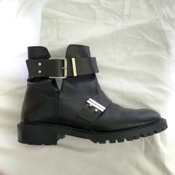 Zara Shoes - Zara Cutout Buckle Chunky Black Boots
